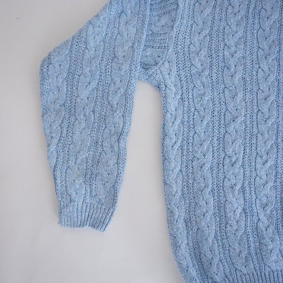 Vintage Northern Reflections Blue Cable Knit Turtleneck Preppy Sweater Cozy XL - Picture 7 of 9